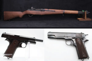 H&R M1 GARAND .30-06 CMP STOCK 1955 POST WAR US SERVICE RIFLE and 1914 SPRINGFIELD ARMORY 1911 US ARMY WWI ISSUE .45 ACP SA photo