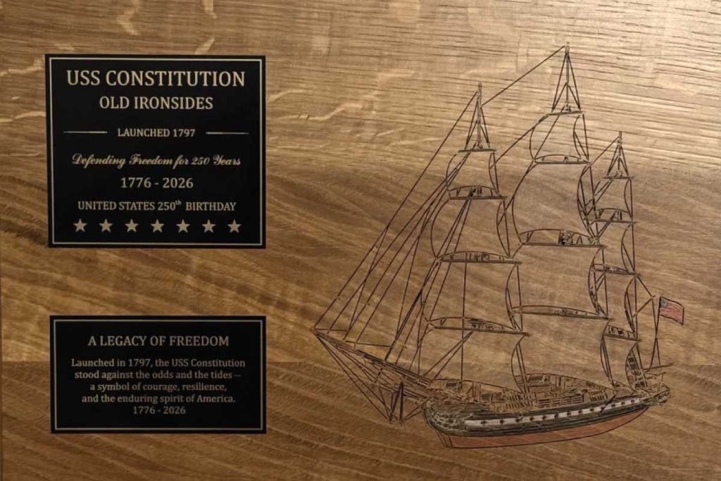 Combining reclaimed ship materials, historical artifacts, and American craftsmanship, this one-of-one heirloom collection pays tribute to generations of naval service.